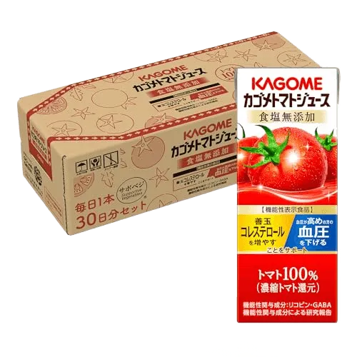 カゴメ トマトジュース 食塩無添加 200ml紙パック×30本(毎日1本30日分 機能性表示食品 リコピン GABA 血圧 善玉コレステロール)【Amazon.co.jp限定】